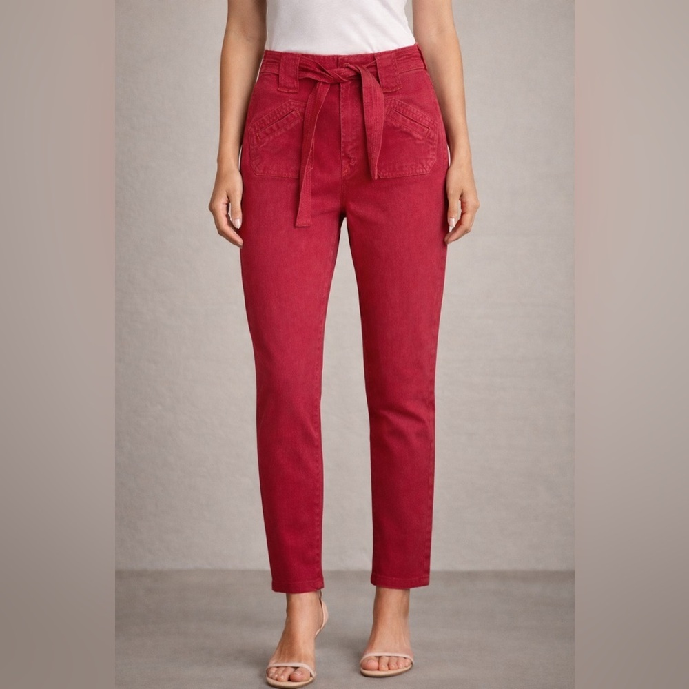 Mother Jeans The Tie Patch Looker Red Slim Fruit Punch Pants Spring Summer
